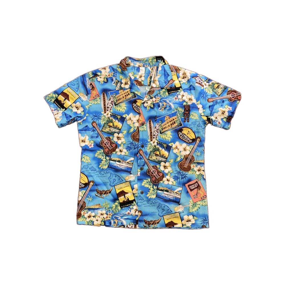 Palmerwave Vintage Style Hawaii Shirt Floral Mens Size XL Aloha Tropical Ukelele